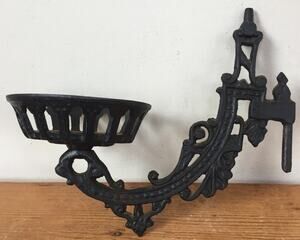 Vtg Victorian Antique Cast Iron Votive Candle Holder Post Mount Primitive Decor